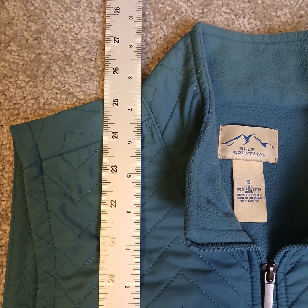Blue Mountain Women Quilted Puffer Vest Teal Blue Chevron Fleece Lined Small - Picture 6 of 10